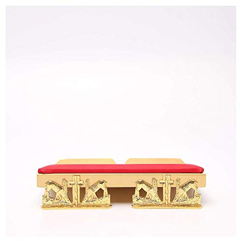Holyart Table Lectern in Golden Brass with Cushion with Deer at The Font