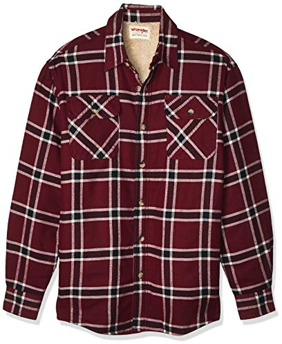 Wrangler Authentics skjortjacka för män. da Forrada C om Lã De Ovelha الاااا اç ا ا ال ا اç ل ا, Port gulbrun, XXL