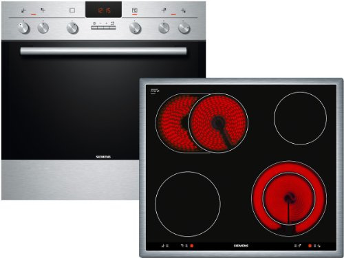 Siemens eq231ek02 encastrable-Combinaison/A/Plaque de cuisson Cuisinière : Cuisinière vitrocéramique/Verre Céramique/Couleur : Inox/3D Air Chaud Plus/automatique Charge Rapide Chauffage/horloge électronique avec minuteur
