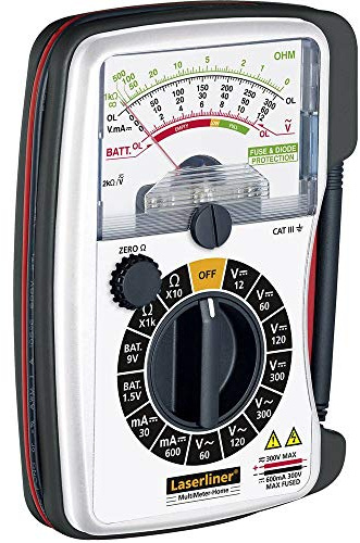 Laserliner MultiMeter Home, Analog-Multimeter für Haus & Hobby | Messung von Spannung, Strom, Widerstand, Batterietest, Große Analog-Skala, Nullpunkt-Justage, Kompakt & leicht