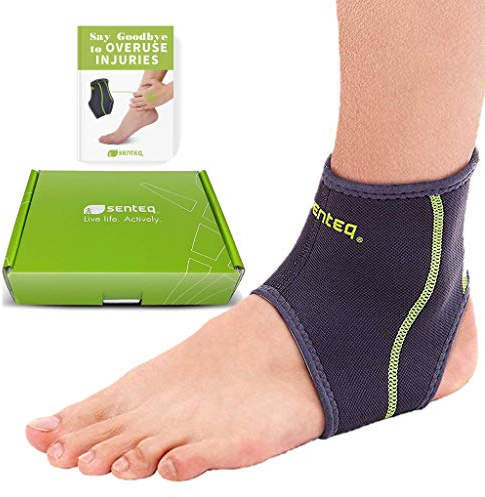 SENTEQ Ankle Brace for Men & Women- Compression Support for Sprained Ankles & Plantar Fasciitis, Elastic Neoprene Slim Sleeve for Jogging and Running, Ankle Stabilizer and Support for Walkers (Large)