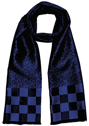 Lorenzo Cana herrhalsduk av 100 % siden omsorgsfull jacquard vävd damask sidenscarf sidenscarf blå 25 cm x 160 cm – 8921311, blå, 25 x 160 cm