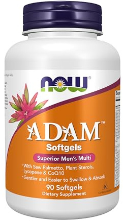 NOW Supplements, ADAM™ Men's Multivitamin with Saw Palmetto, Plant Sterols, Lycopene & CoQ10, 90 Softgels