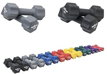 Bad Company Neopren Hanteln 0,5kg bis 5kg farbig I Kleine Hantel gummiert für Fitness Gymnastik Aerobic Zuhause I Home Gym Kurzhanteln für Frauen Männer I Dumbbells