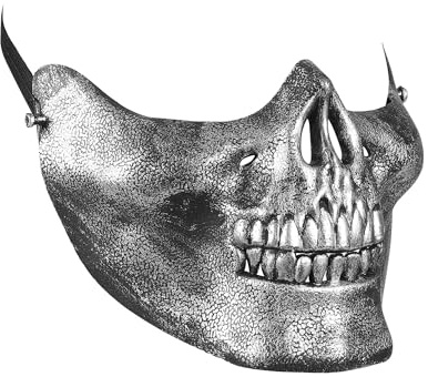 W WIDMANN MILANO Party Fashion - Totenkopf Halbmaske für Erwachsene | Metallische Maske im Totenkopf-Design für Halloween, Karneval und Mottopartys