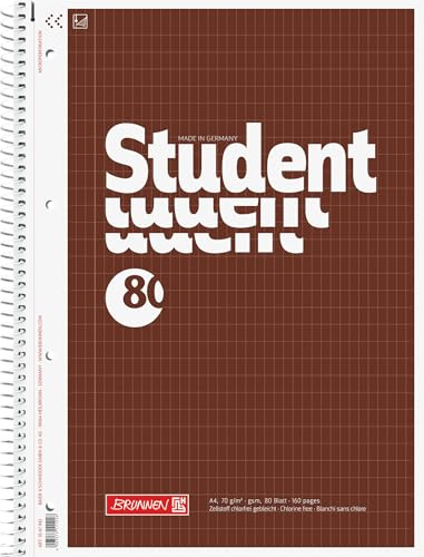 Brunnen 1067943 Notizblock / Collegeblock Student (A4, rautiert 70 g/m² 80 Blatt)