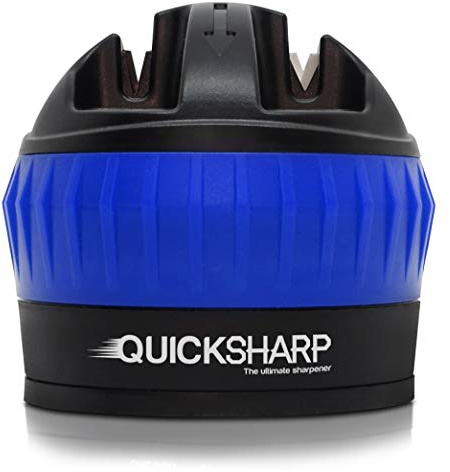 QUICKSHARP Messerschärfer | Messerschleifer rmit Sicherheits Saugnapf | Professionelle Ergebnisse leicht gemacht | Blau