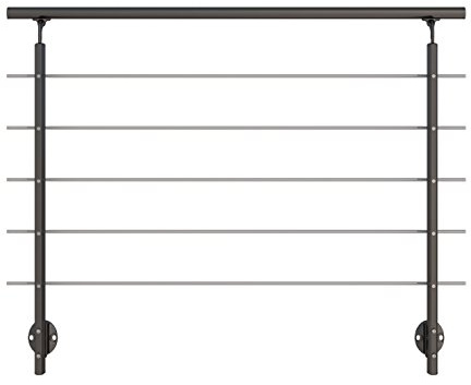 DOLLE Geländer Set in Anthrazit aus Aluminium mit Edelstahlrohren seitliche Montage 150cm (kürz- und verlängerbar)