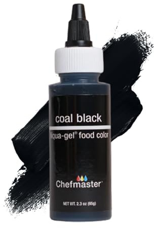 Chefmaster Coal Black Liqua-Gel® Food Coloring | Vibrant Color | Professional-Grade Dye for Icing, Frosting, Fondant | Baking & Decorating | Fade-Resistant | Easy-to-Use | Made in USA | 2.3 oz
