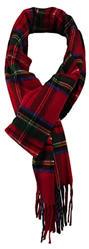 TigerTie - feiner Designer Schal in rot blau gelb grün grau kariert - Stoff Cashmink - made in Germany