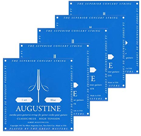 5 x Augustine Blue corde (forte) – Corde in Nylon custodia per chitarra classica da concerto