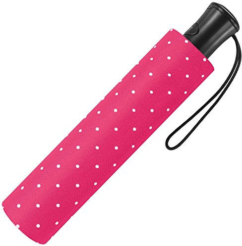 Happy Rain Mini-Taschenschirm Damen Flash Auf-Automatik - Dots (pink)