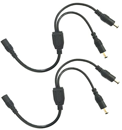 LitaElek 2 cavi DC 22 AWG, 5,5 mm x 2,1 mm, splitter 1-2, connettore LED CCTV, adattatore striscia LED e dispositivi 5-24 V