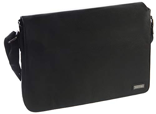 Greenland Nature Black Nappa Messenger Leder 38 cm