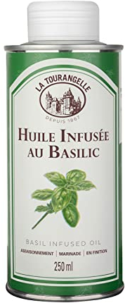 La Tourangelle - Huile infusée au Basilic - Huile naturellement infusée - Goût frais de basilic - Sans arômes ajoutés - 250ml