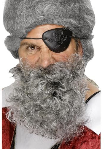Deluxe Pirate Beard, Light Grey, Nylon