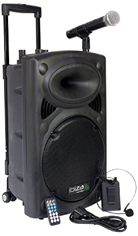 Ibiza Sound - Enceinte Public Adress Mobile MP3 Karaoke 700W + 2 mic PORT12-VHF