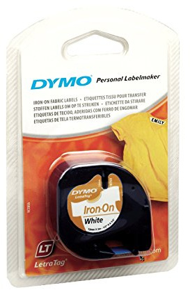 Dymo Set 5 Kassetten Band LetraTag Textil bügelbar 12 mm x 2 m schwarz auf weiß