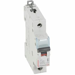 407655 Disjoncteur unipolaire 20A - 1P Courbe C - 6/10kA - À vis - Legrand DX3