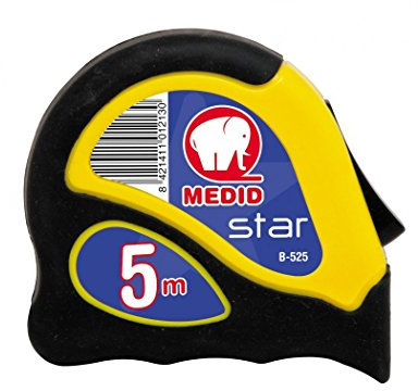 Medid MD/B316 Flexómetro STAR con estuche bimaterial, con freno y clip, 3 m x 16 mm