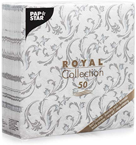 Papstar, 50 Servietten ROYAL Collection 1/4-Falz 40 cm x 40 cm grau Damascato, #85005