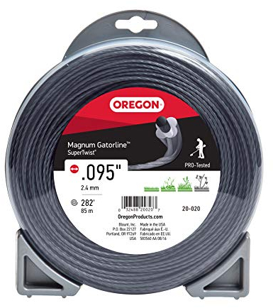Oregon Magnum Gatorline 095 Trimmer Line Heavy Duty, Professional Twisted Weed Wacker String for Gas and Electric Grass Trimmer and Brushcutters, Fits Most Standard Models .095 x 282-Foot (20-020)