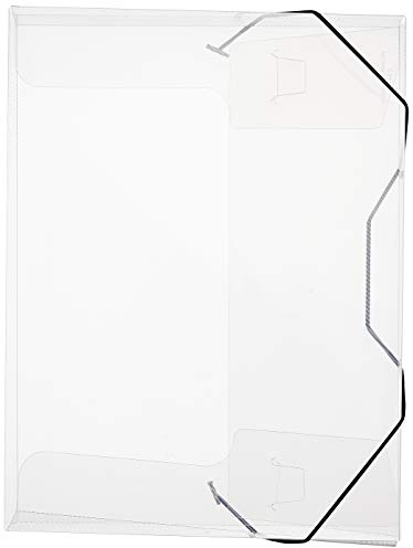 VELOFLEX - Crystal Sammelbox DIN A4 Transparent PP Gummizug | PP-Folie in Streifenoptik, 30 mm Füllhöhe, 3 Innenklappen und Gummizug, 230 × 320 × 30 mm