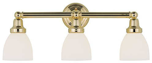 Livex Lighting 1023-02 Classic 3-Light Bath Light, Polished Brass, 24.25 x 6.5 x 10