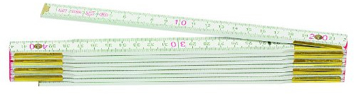 Metrica 23130 Holzgliedermassstab 2 m, rote Dezimalzahl, weiß