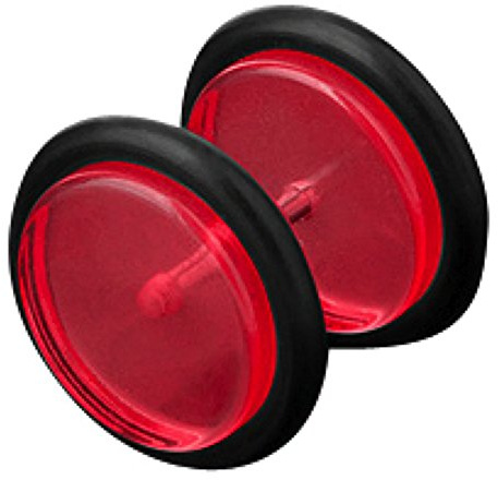 Piercingfaktor UV Ohrring Ohrstecker Fake Piercing Ohr Plug Flesh Tunnel Ohrpiercing Kunststoff Platte Stecker 10mm Rot