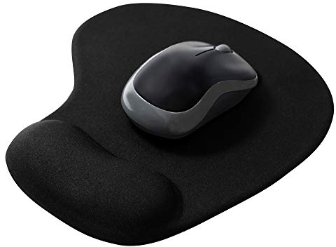 TRIXES Black Comfort Wrist Rest Support Mouse Pad - Non Slip Rubber Base -Mouse Mat with Gel Wrist Support - Anti Slip - Suitable for Laser and Optical Mouse