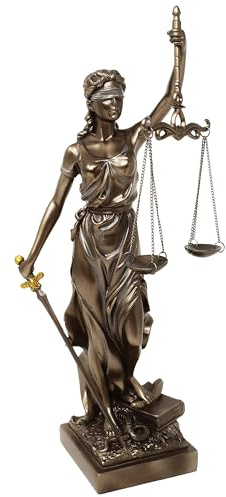 Römische Justitia mit Schwert und Gesetzbuch . Bronziert. 35 cm. F100