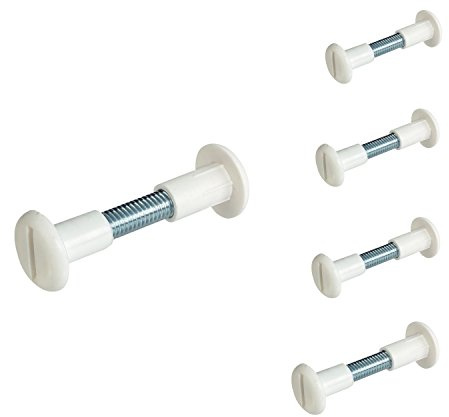 Gedotec Möbelverbinder Schrauben Verbindungsschrauben mit Hülse Stahl - Kunststoff weiß | Hülsenschrauben Holz-Dicke 34-43 mm mit Flachklinge | Schrankverbinder M6 Gewinde | 10 Stück - Möbelschrauben