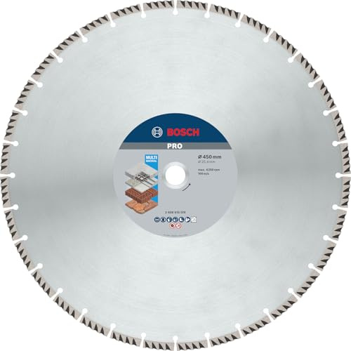Bosch 1x PRO MultiMat Diamond Disc f. Table/Petrol Saws 25.4mm | for Concrete, Reinforced concrete, Ø 450 mm, Professional Accessory Table Circular Saw, Petrol Saw