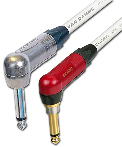 Neutrik SILENT Guitar Jack to Jack Lead. Van Damme Cable. Angled 1m 3m 6m 5m 10m (6m, White)