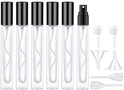 Lil Ray 10ml Perfume Atomizer for Men & Women. Refillable Glass Spray Bottle. Portable Fragrance Bottle for Travel,Party (6PCS)