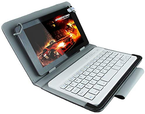 ZZjingli Cases Universal Bluetooth Keyboard with Leather Case & Holder for Ainol/PiPO/Ramos 9.7 inch / 10.1 inch Tablet PC(Black)(Gold)(White) (Color : White)