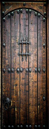 A.Monamour Pegatinas Decorativas de Puerta Autoadhesivo 3D Fondo De Arte Abstracto De Puerta De Madera Antigua Marroquí Vinilo para Puertas Mural PVC Pegatinas de Pared Foto Poster 90 x 200 cm