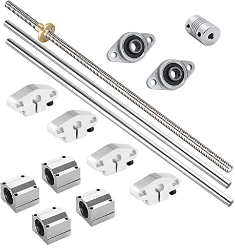 iYueMps 400mm Tige inox Φ8mm T8 Tiges Filetées Horizontal Set avec Support Horizontal,Linéaire Motion Roulement,Écrou en Laiton,Roulement Horizontal,Accouplements Flexibles Pour Imprimante 3D CNC DIY