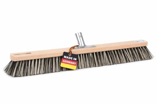 OssiBlitz Besen 100cm Breit Straßenbesen mit Metall-Halter 28mm ohne Stiel | Ohne Stiel, Harte Borsten-Mischung, Arenga-Pflanzenfaser und Polypropylen, Aus Holz, Für Draußen