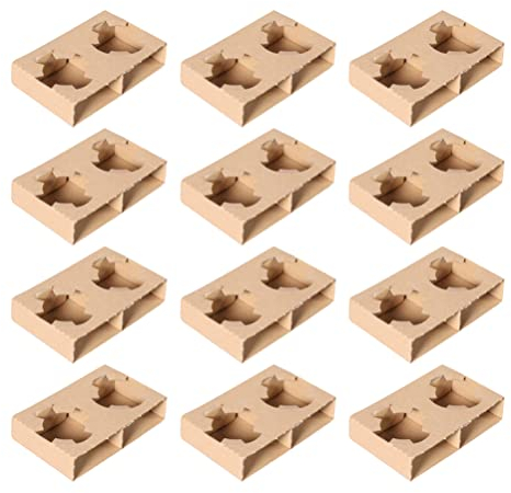 iplusmile 50 Pcs Portavasos De Papel Bandeja Portadora De 2 Portabebidas De Carton Soporte para Taza De Té con Leche Bandeja De Accesorios Tazas y Platos Caliente y Fría Papel Corrugado