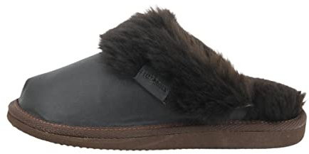 Hollert Damen Lammfell Hausschuhe Malibu Dunkelbraun aus Merino Schaffell kuschelig warm Echtleder Puschen Schlappen