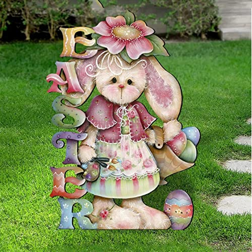 Gartenstecker Osterhasen Frühling Osterdeko Häschen Gartenschilder Topfstecker Gartendeko Outdoor Gartenfiguren Dekorative Osterstecker für Garten Zaun Wohnzimmer Balkon Rasen (Multicolor, One Size)
