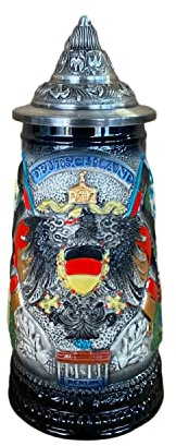 Oneastern German Beer Stein Mug Eagle Emblem Oktoberfest Steins With Lid Easter Gifts For Men, Dad, Best Friend, Beer Enthusiast, Authentic Hand Engraved Collectible Souvenirs 0.3 Liter