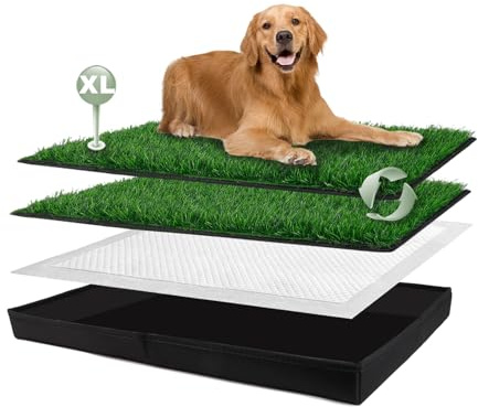 HQ4US 4LEGS Almohadilla de césped para perro con caja de arena para perro, base plegable XL