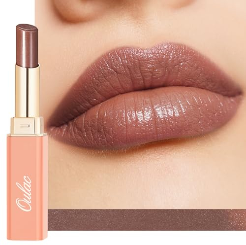 Oulac 2 in1 Lippenstift und Lippenbalsam, Saftiger & Glänzender Lippenpflege Lippenstifte, Geschmeidige Natürliche und Hydratisierte Lippen, Glänzendes Finish für Trockene, Rissige Lippen, Vegan 03