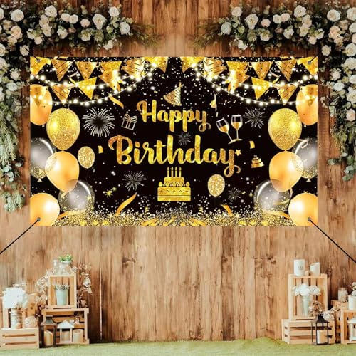 KHIRY Feliz Cumpleaños Fondo y Cartel para Fiesta, Decoración de Celebración para Hombres y Mujeres de Todas Las Edades