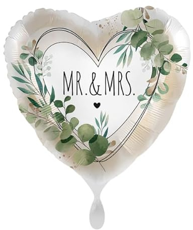 Herz-Folienballon * MR. & MRS. * als Deko oder Geschenk für die Hochzeit | Größe: 43cm | Luftballon Ballon Vermählung Verlobung