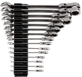 TEKTON Flex Head 12-Point Ratcheting Combination Wrench Set with Modular Organizers, 15-Piece (1/4-1 in.) | WRC95301