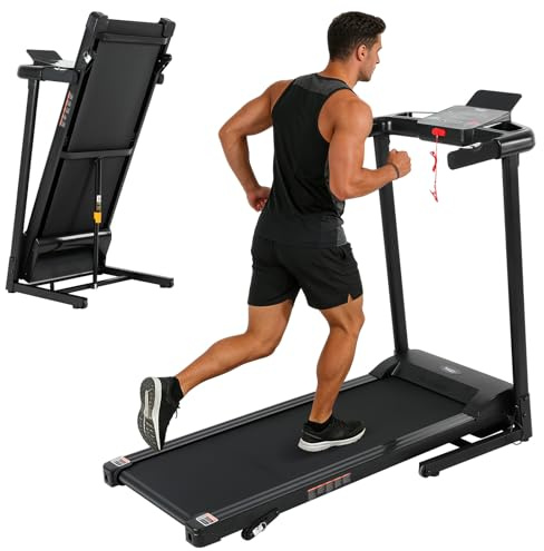 Novonova Cinta de Correr Plegable, Motor silencioso, Cinta De Andar 1-14KM/H, Pantalla LCD multifunción con 12 programas, Cinta Correr Plegable silenciosa, Caminadora Electrica para Casa, 120kg